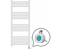 Handdoekradiator Elektrisch met Digitale Thermostaat - Radiator Badkamer - 1200 × 500 mm - Mat wit - 500 Watt