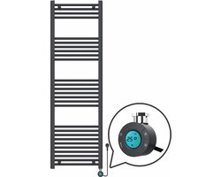 Handdoekradiator Elektrisch met Digitale Thermostaat - Radiator Badkamer - 1600 × 500 mm - Mat zwart - 700 Watt