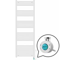 Handdoekradiator Elektrisch met Digitale Thermostaat - Radiator Badkamer - 1800 × 600 mm - Mat wit - 900 Watt