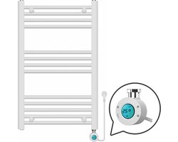 Handdoekradiator Elektrisch met Digitale Thermostaat - Radiator Badkamer - 800 × 500 mm - Mat wit - 300 Watt