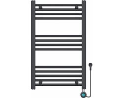 Handdoekradiator Elektrisch met Digitale Thermostaat - Radiator Badkamer - 800 × 500 mm - Mat zwart - 300 Watt