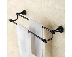 Handdoekrail Badkamer - Handdoekstang Plank - Handdoeken Ophangen - Gemaakt van Messing - 60 cm - Zwart