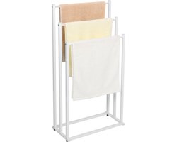 Handdoekrek - 3 Armen - Handdoekstang - Handdoekenrek Badkamer - Handdoekhouder Vrijstaand - Metaal - Anti-Kras Viltjes - Wit