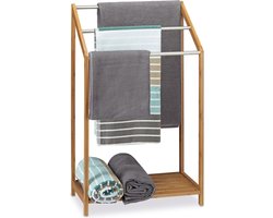 handdoekrek - 3 stangen - 85 x 51 x 31 cm - bamboe - met plank - badkamer