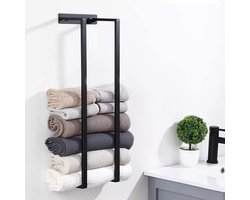 Handdoekrek 70x20x14 - Handdoekstang - Handdoekhouders - Handdoekenrek - Industrieel - Mat Zwart - RVS