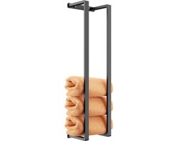 Handdoekrek 70x20x15 - Handdoekstang - Badkamer en Keuken - Industrieel - Mat Zwart - RVS'
