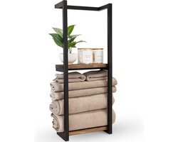 Handdoekrek 77 x 28.4 x 14cm - Handdoekenrek met Dubbele Laag - Handdoekstang - Handdoekhouders - Handdoekenrek - Industrieel - Mat Zwart - Ijzer - Kan Zelfstandig Worden Geplaatst of Aan De Muur Worden Bevestig