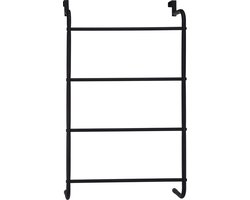 Handdoekrek badkamer deur - zwart - metaal - H73 cm - deurrek