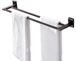 Handdoekrek Badkamer - Dubbele Paal - Handdoeken Ophangen - Messing Materiaal - 40 cm - Helder