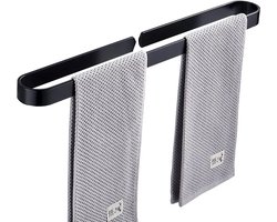 Handdoekrek Badkamer - Handdoekstang - Zelfklevend - Inclusief 2 Montagesets - Handdoekenrek Mat Zwart - Doucherek - Handdoekhouder - 50 cm