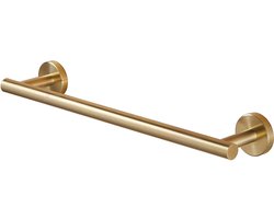 Handdoekrek Badkamer RVS 304 – Wandhanddoekenrek Geborsteld Goud – Inclusief Bevestigingsset – Metaal handdoekrek – 40x5x7.2 cm – Goud