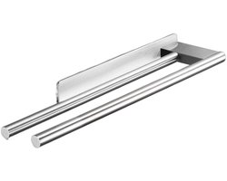 Handdoekrek - Handdoekhouder - Handdoekrek Badkamer - Zonder Boren / Zelfklevend - Handdoekenrek Keuken - Badkamerrek - Handdoekstang - Badkamerrek - 40 cm - RVS - Zilver