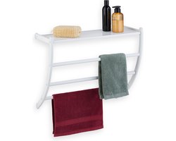 handdoekrek muur - met plank en 3 stangen - 44 x 56,5 x 23 cm - metaal - badkamer