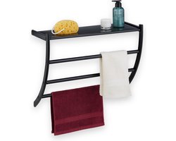 handdoekrek muur - met plank en 3 stangen - 44 x 56,5 x 23 cm - staal - badkamer