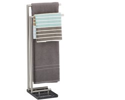 handdoekrek PIERRE - 2 stangen - 84 x 34 x 30 cm - marmeren voet - badkamer - zilver