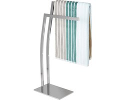 handdoekrek rvs - met 2 stangen - 80x32x20 cm - badkamer - staand - zilver