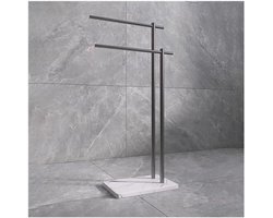 Handdoekrek Staand - Badkamerrek Opberger - Handdoeken Ophangen - Zware Marmeren Basis - 10x10x10 mm - Grijs