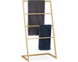 Handdoekrek staand bamboe 4 stangen voor handdoeken en kleding - HxBxD 110 x 60 x 35 cm natuur Handdoekrek