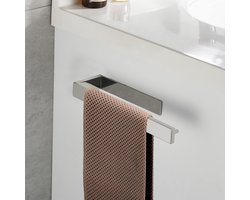 Handdoekrek - stootvaste handdoekhouder - badkamerrek roestvrij staal 304 - handdoekhouder voor thuis - handdoekhouder chroom - zelfklevende handdoekhouder voor badkamer roestvrij staal 304 - 1 stuk - zilver
