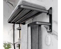 Handdoekrek Zwart - Handdoekenrek - Handdoekhouder - Douscherek - Badkamerrek - 60CM