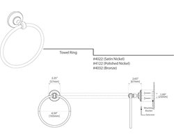 Handdoekring - Badkamer Accessoire - Handdoeken Ophangen - Zink Materiaal - 6.5 Inch - Satijn Nikkel