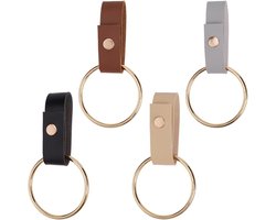 Handdoekringen - Leer en metaal - 4 kleuren - Keuken en servies accessoires - Handdoekhouder met haak - Badhanddoek clips - Ophangsysteem kast - 14,5 x 7,5 cm