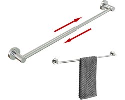 Handdoekstang - Telescopische handdoekstang met zuignap - Handdoekstang van roestvrij staal - Handdoekrek met zuignap - Wandgemonteerd handdoekrek met zuignap - zilver - Geschikt voor badkamers keukens enz