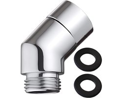 Handdouche-adapter, 135 graden met 2 rubberen afdichtingen, verlengstuk van massief messing, G1/2 inch doucheslangadapter (draaibaar)