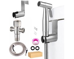 Handdouche voor bidet van roestvrij staal voor toiletten, explosiebestendige slang, uitschuifbaar tot 150 cm, voor persoonlijke/vrouwelijke hygiëne, reiniging van textiel/luiers/badkamer.