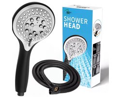 Handdouche Zwart Met Gratis 1.5m Slang - 5 Sproeistanden - Waterbesparend - QualiPro®
