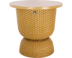 Handed By - Bijzettafel - Tafel - Tafeltje - Opbergen - Decoratief - Opbergmand - Duurzaam - Handgevlochten - Twist Table - Diabolo met deksel - okergeel - ochre yellow