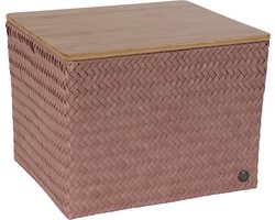 Handed By - Opbergmand met bamboe deksel - Mand - Speelgoedmand - Woonkamer - Kinderkamer - Babykamer - Top Fit Large 30 -- koperroze - copper blush