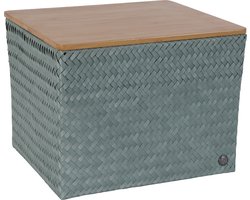 Handed By - Opbergmand met bamboe deksel - Mand - Speelgoedmand - Woonkamer - Kinderkamer - Babykamer - Top Fit Large 30 - lichtgroen - eucalyptus