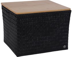 Handed By - Opbergmand met bamboe deksel - Mand - Speelgoedmand - Woonkamer - Kinderkamer - Babykamer - Top Fit Large 30 - zwart - black