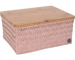 Handed By - Opbergmand met bamboe deksel - Mand - Speelgoedmand - Woonkamer - Kinderkamer - Babykamer - Top Fit large - koperroze - copper blush