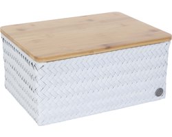 Handed By - Opbergmand met bamboe deksel - Mand - Speelgoedmand - Woonkamer - Kinderkamer - Babykamer - Top Fit large - lichtgrijs - ice grey