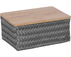 Handed By - Opbergmand met deksel - Mand - Opberger - Speelgoedmand - Woonkamer - Kinderkamer - Babykamer - Top Fit medium high - donkergrijs - dark grey