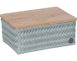 Handed By - Opbergmand met deksel - Mand - Opberger - Speelgoedmand - Woonkamer - Kinderkamer - Babykamer - Top Fit medium high - grijsgren - eucalyptus