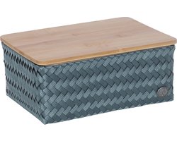 Handed By - Opbergmand met deksel - Mand - Opberger - Speelgoedmand - Woonkamer - Kinderkamer - Babykamer - Top Fit medium high - staalblauw - steel blue