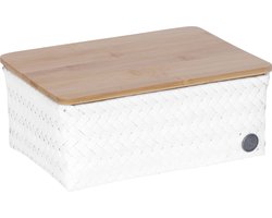 Handed By - Opbergmand met deksel - Mand - Opberger - Speelgoedmand - Woonkamer - Kinderkamer - Babykamer - Top Fit medium high - wit - white