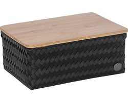 Handed By - Opbergmand met deksel - Mand - Opberger - Speelgoedmand - Woonkamer - Kinderkamer - Babykamer - Top Fit medium high - zwart - black