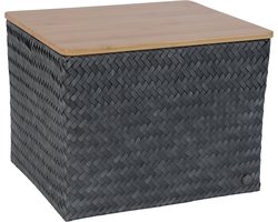 Handed By - Opbergmand met deksel - Mand - Speelgoedmand - Woonkamer - Kinderkamer - Babykamer - Top Fit Large 30 - donkergrijs - dark grey