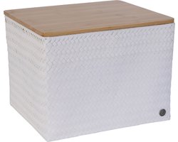 Handed By - Opbergmand met deksel - Mand - Speelgoedmand - Woonkamer - Kinderkamer - Babykamer - Top Fit Large 30 - wit - white