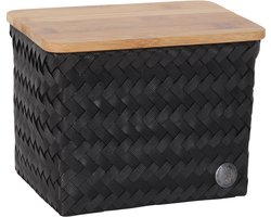 Handed By - Opbergmand met deksel - Organizer - Woonkamer - Kinderkamer - Badkamer - Top Fit small high - zwart, black