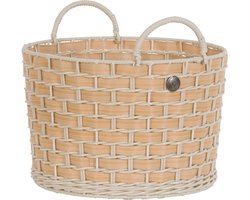 Handed by - Open ronde mand - natural look - Opbergmand - Gevlochten mand met hengsels - Willow - Small - lichtbruin - light brown