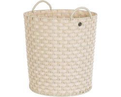 Handed by - Open ronde mand - Opbergmand - Gevlochten mand met hengsels - Willow - Large - beige, ecru - champagne