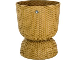 Handed By - Plantenmand - Plantenstandaard - Bloempot - Duurzaam- Handgevlochten - Handed By Twist Diabolo maat large - zwart - black