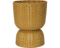 Handed By - Plantenmand - Plantenstandaard - Bloempot - Duurzaam- Handgevlochten - Handed By Twist Diabolo maat medium - oker geel - ochre yellow