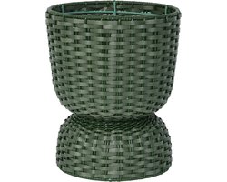 Handed By - Plantenmand - Plantenstandaard - Bloempot - Duurzaam- Handgevlochten - Handed By Twist Diabolo maat small - donker groen - hunting green