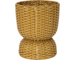 Handed By - Plantenmand - Plantenstandaard - Bloempot - Duurzaam- Handgevlochten - Handed By Twist Diabolo maat small - oker geel - ochre yellow
